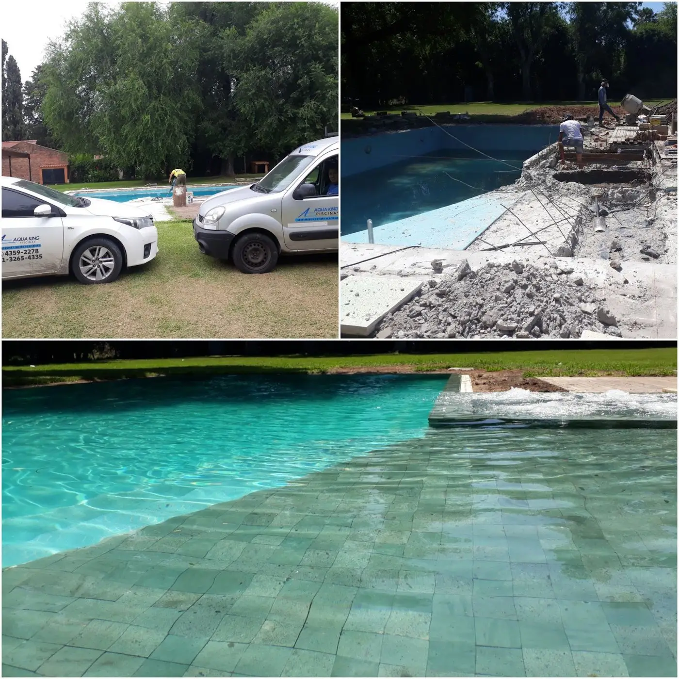 Antes, durante y después de la renovación de la piscina de Ludmi Pereira