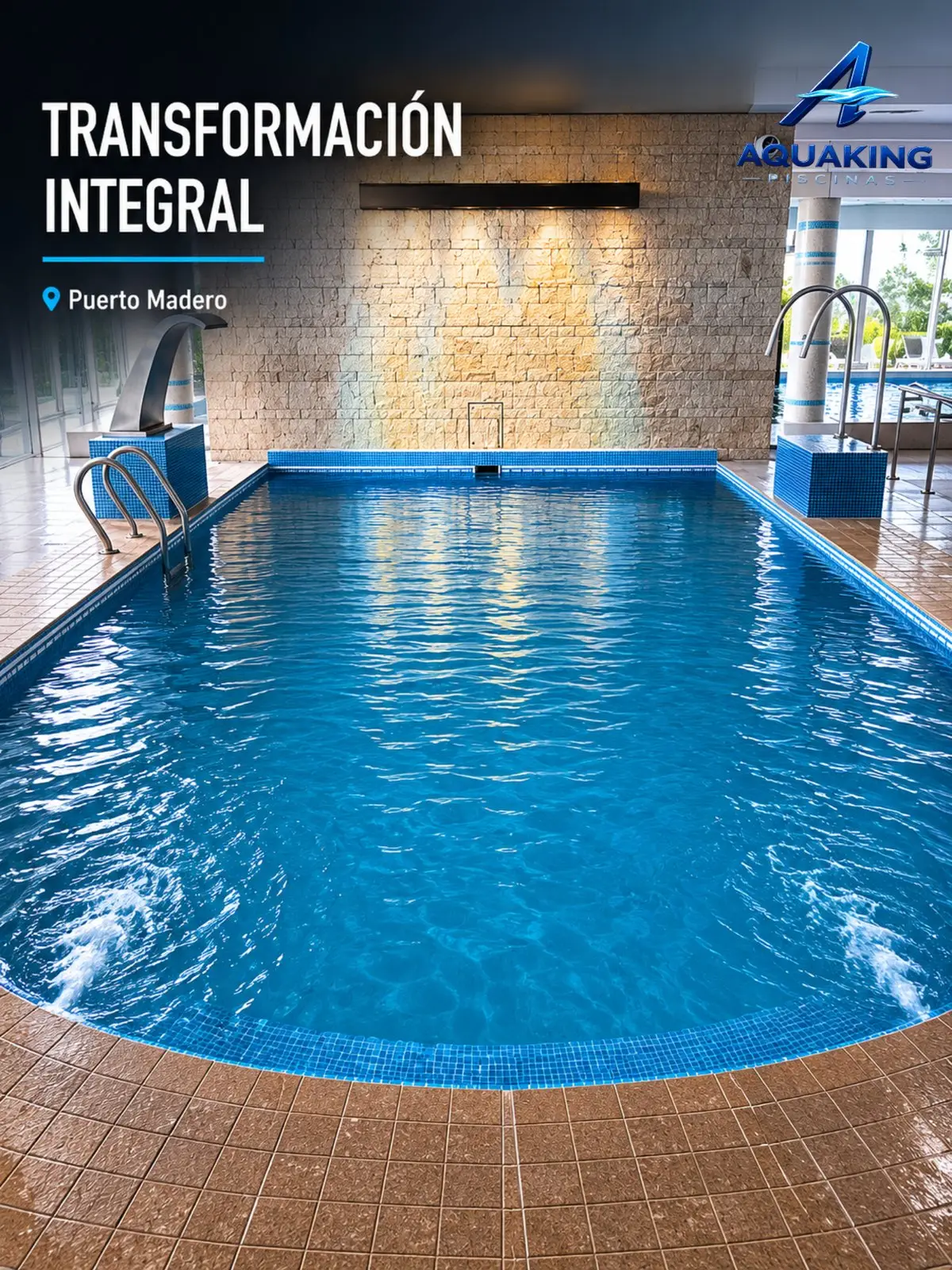 Transformación integral de la piscina cubierta en Puerto Madero, terminada y llena